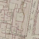 Volto dei Ghisilieri o vicolo del Seminario Particolare tratto dal Catasto Gregoriano (1835) della città di Bologna, messo a disposizione dall'Archivio di Stato di Roma con il progetto "Imago II".