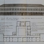 Archiginnasio: prospetto e planimetria.