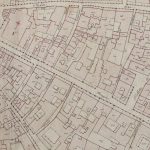 Particolari tratti dal Catasto Gregoriano (1835) della città di Bologna, messo a disposizione dall'Archivio di Stato di Roma con il progetto "Imago II". Strada Maggiore da Piazza di Porta Ravegnana ala torre degli Oselletti