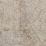 Particolari tratti dal Catasto Gregoriano (1835) della città di Bologna, messo a disposizione dall'Archivio di Stato di Roma con il progetto "Imago II". Catasto Gregoriano: Strada Castiglione da piazza della Mercanzia a vicolo Monticelli