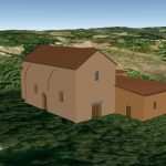 Ricostruzione 3D della chiesa di S. Maria del Monte della Guardia come poteva apparire nel 1481