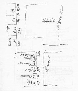 Immagine tratta dagli schizzi topografici disegnati da Giuseppe Guidicini a corredo delle note manoscritte delle "Cose Notabili ..." e pubblicati per la prima volta da Arnaldo Forni nel 2000.