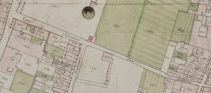Particolare tratto dal Catasto Gregoriano (1835) della città di Bologna, messo a disposizione dall'Archivio di Stato di Roma con il progetto "Imago II".