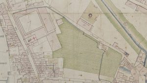 Particolare tratto dal Catasto Gregoriano (1835) della città di Bologna, messo a disposizione dall'Archivio di Stato di Roma con il progetto "Imago II".