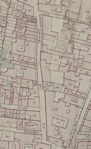 Particolare tratto dal Catasto Gregoriano (1835) della città di Bologna, messo a disposizione dall'Archivio di Stato di Roma con il progetto "Imago II"