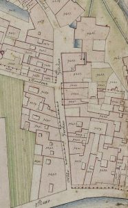 Particolare tratto dal Catasto Gregoriano (1835) della città di Bologna, messo a disposizione dall'Archivio di Stato di Roma con il progetto "Imago II".