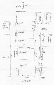 Immagine tratta dagli schizzi topografici disegnati da Giuseppe Guidicini a corredo delle note manoscritte delle "Cose Notabili ..." e pubblicati per la prima volta da Arnaldo Forni nel 2000.
