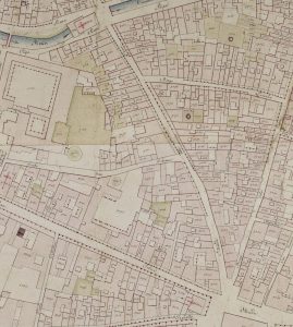 Particolare tratto dal Catasto Gregoriano (1835) della città di Bologna, messo a disposizione dall'Archivio di Stato di Roma con il progetto "Imago II".