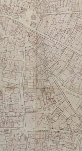 Particolare tratto dal Catasto Gregoriano (1835) della città di Bologna, messo a disposizione dall'Archivio di Stato di Roma con il progetto "Imago II".