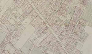 Strada Santo Stefano dal palazzo Ghiselli Vassalli al Borgo Locco