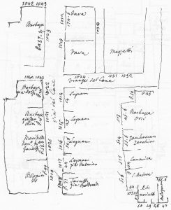 Immagine tratta dagli schizzi topografici disegnati da Giuseppe Guidicini a corredo delle note manoscritte delle "Cose Notabili ..." e pubblicati per la prima volta da Arnaldo Forni nel 2000.