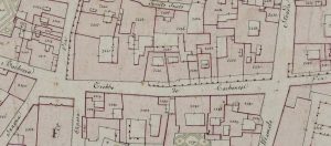 Particolare tratto dal Catasto Gregoriano (1835) della città di Bologna, messo a disposizione dall'Archivio di Stato di Roma con il progetto "Imago II".
