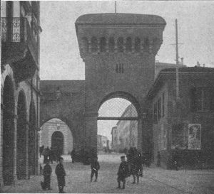 Immagine tratta dal libro di Angelo Finelli Bologna nel Mille - Identificazione della cerchia che le appartenne a quel tempo, edito a Bologna dagli Stabilimenti Tipografici Riuniti nel 1927.