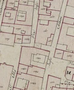 Particolare tratto dal Catasto Gregoriano (1835) della città di Bologna, messo a disposizione dall'Archivio di Stato di Roma con il progetto "Imago II".