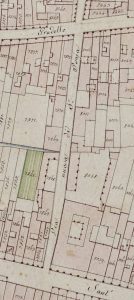 Particolare tratto dal Catasto Gregoriano (1835) della città di Bologna, messo a disposizione dall'Archivio di Stato di Roma con il progetto "Imago II".