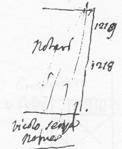 Immagine tratta dagli schizzi topografici disegnati da Giuseppe Guidicini a corredo delle note manoscritte delle "Cose Notabili ..." e pubblicati per la prima volta da Arnaldo Forni nel 2000.