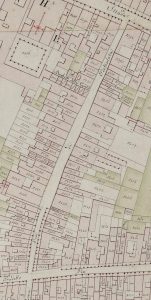 Particolare tratto dal Catasto Gregoriano (1835) della città di Bologna, messo a disposizione dall'Archivio di Stato di Roma con il progetto "Imago II".