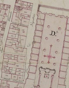 Particolare tratto dal Catasto Gregoriano (1835) della città di Bologna, messo a disposizione dall'Archivio di Stato di Roma con il progetto "Imago II".
