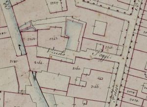 Particolare tratto dal Catasto Gregoriano (1835) della città di Bologna, messo a disposizione dall'Archivio di Stato di Roma con il progetto "Imago II".