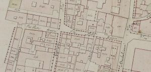 Particolare tratto dal Catasto Gregoriano (1835) della città di Bologna, messo a disposizione dall'Archivio di Stato di Roma con il progetto "Imago II".