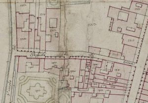 Particolare tratto dal Catasto Gregoriano (1835) della città di Bologna, messo a disposizione dall'Archivio di Stato di Roma con il progetto "Imago II".