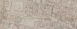 Particolare tratto dal Catasto Gregoriano (1835) della città di Bologna, messo a disposizione dall'Archivio di Stato di Roma con il progetto "Imago II".