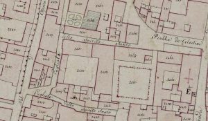 Particolare tratto dal Catasto Gregoriano (1835) della città di Bologna, messo a disposizione dall'Archivio di Stato di Roma con il progetto "Imago II".