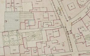 Particolare tratto dal Catasto Gregoriano (1835) della città di Bologna, messo a disposizione dall'Archivio di Stato di Roma con il progetto "Imago II".