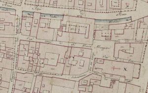 Particolare tratto dal Catasto Gregoriano (1835) della città di Bologna, messo a disposizione dall'Archivio di Stato di Roma con il progetto "Imago II".