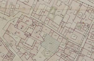 Particolare tratto dal Catasto Gregoriano (1835) della città di Bologna, messo a disposizione dall'Archivio di Stato di Roma con il progetto "Imago II".
