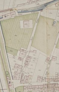 Particolare tratto dal Catasto Gregoriano (1835) della città di Bologna, messo a disposizione dall'Archivio di Stato di Roma con il progetto "Imago II".