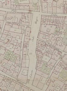 Particolare tratto dal Catasto Gregoriano (1835) della città di Bologna, messo a disposizione dall'Archivio di Stato di Roma con il progetto "Imago II".