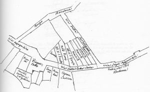 Immagine tratta dagli schizzi topografici disegnati da Giuseppe Guidicini a corredo delle note manoscritte delle "Cose Notabili ..." e pubblicati per la prima volta da Arnaldo Forni nel 2000.
