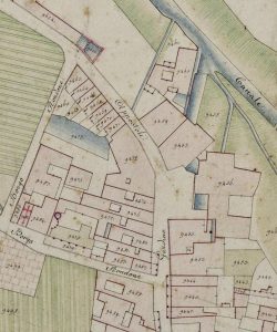 Particolare tratto dal Catasto Gregoriano (1835) della città di Bologna, messo a disposizione dall'Archivio di Stato di Roma con il progetto "Imago II".
