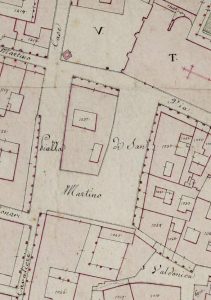 Particolare tratto dal Catasto Gregoriano (1835) della città di Bologna, messo a disposizione dall'Archivio di Stato di Roma con il progetto "Imago II".