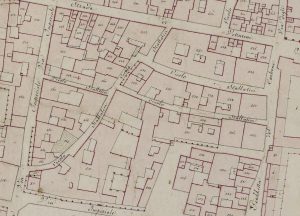 Particolare tratto dal Catasto Gregoriano (1835) della città di Bologna, messo a disposizione dall'Archivio di Stato di Roma con il progetto "Imago II".
