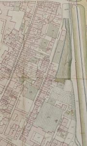 Particolare tratto dal Catasto Gregoriano (1835) della città di Bologna, messo a disposizione dall'Archivio di Stato di Roma con il progetto "Imago II".