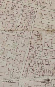 Particolare tratto dal Catasto Gregoriano (1835) della città di Bologna, messo a disposizione dall'Archivio di Stato di Roma con il progetto "Imago II".