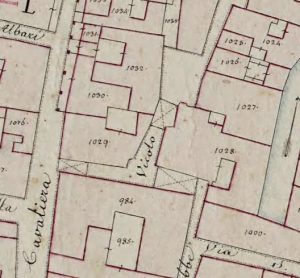 Particolare tratto dal Catasto Gregoriano (1835) della città di Bologna, messo a disposizione dall'Archivio di Stato di Roma con il progetto "Imago II".