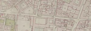 Particolare tratto dal Catasto Gregoriano (1835) della città di Bologna, messo a disposizione dall'Archivio di Stato di Roma con il progetto "Imago II".