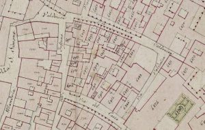 Particolare tratto dal Catasto Gregoriano (1835) della città di Bologna, messo a disposizione dall'Archivio di Stato di Roma con il progetto "Imago II".