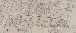 Particolare tratto dal Catasto Gregoriano (1835) della città di Bologna, messo a disposizione dall'Archivio di Stato di Roma con il progetto "Imago II".