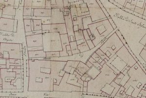 Particolare tratto dal Catasto Gregoriano (1835) della città di Bologna, messo a disposizione dall'Archivio di Stato di Roma con il progetto "Imago II".