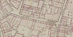 Particolare tratto dal Catasto Gregoriano (1835) della città di Bologna, messo a disposizione dall'Archivio di Stato di Roma con il progetto "Imago II".