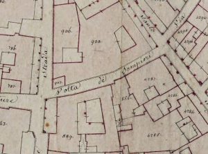 Particolare tratto dal Catasto Gregoriano (1835) della città di Bologna, messo a disposizione dall'Archivio di Stato di Roma con il progetto "Imago II".