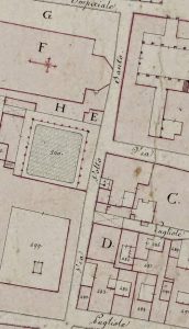 Particolare tratto dal Catasto Gregoriano (1835) della città di Bologna, messo a disposizione dall'Archivio di Stato di Roma con il progetto "Imago II".