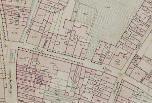 Particolare tratto dal Catasto Gregoriano (1835) della città di Bologna, messo a disposizione dall'Archivio di Stato di Roma con il progetto "Imago II".
