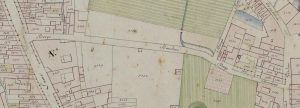 Particolare tratto dal Catasto Gregoriano (1835) della città di Bologna, messo a disposizione dall'Archivio di Stato di Roma con il progetto "Imago II".
