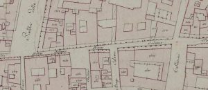 Particolare tratto dal Catasto Gregoriano (1835) della città di Bologna, messo a disposizione dall'Archivio di Stato di Roma con il progetto "Imago II".