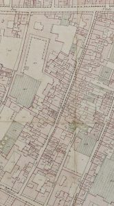Particolare tratto dal Catasto Gregoriano (1835) della città di Bologna, messo a disposizione dall'Archivio di Stato di Roma con il progetto "Imago II".